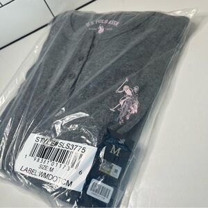 U.S. Polo Assn Women’s Gray Button-Front Knit Set Size M New With Tags